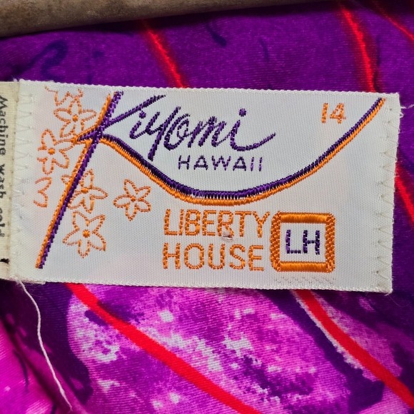 Vintage Liberty House Maxi Dress Womens 14 Purple Kiyomi Tropical Resort 60s 70s - Picture 6 of 15